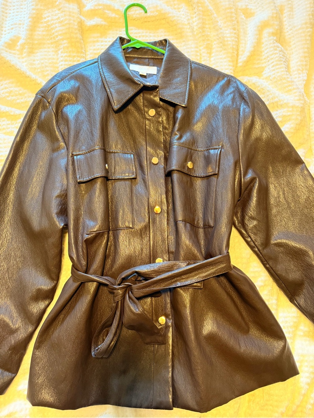 Zara Dark Brown Faux Leather Belted Utility Jacket - Picture 5 of 5